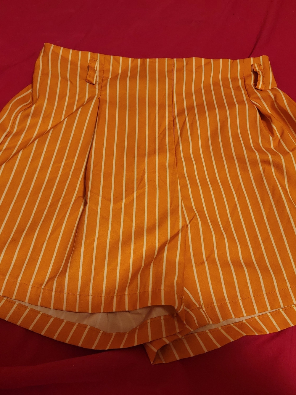 SHEIN Orange White Striped High-Waist Kids Shorts